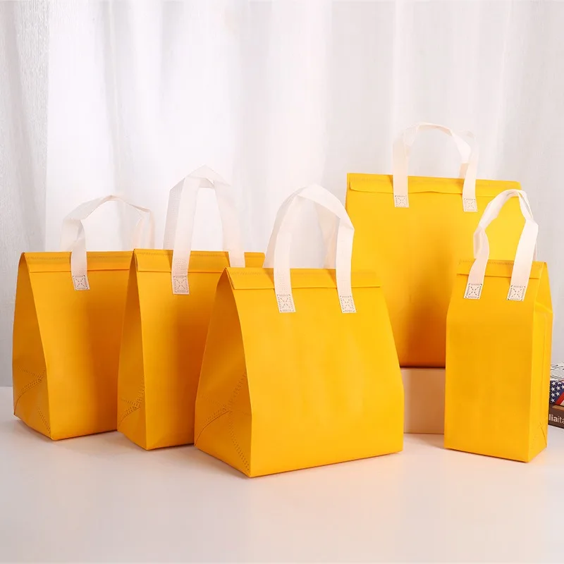 Custom Printed Logo Non-Woven cooler cooling bag Thermal takeaway bag insulated Insulation Lunch Food Delivery Bag for Keep Warm