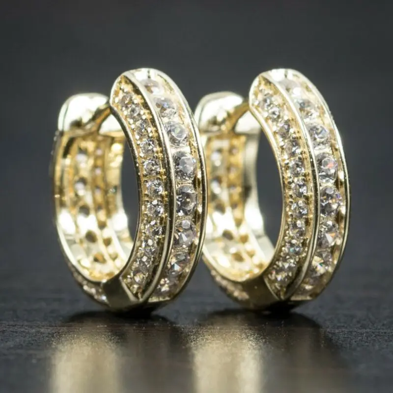 Huitan Unisex Punk Dainty Silver Gold Hoop Earrings Cubic Chunky Earrings Fashion Earrings for Men Women
