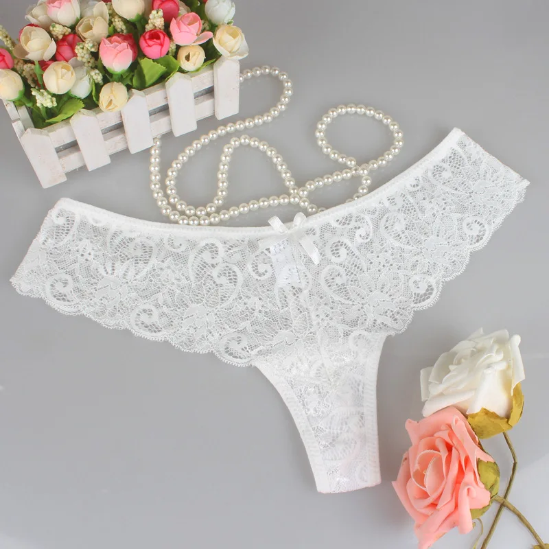 
XZ New Thong lady sexy low waist T pants high grade transparent lace hollowed out underwear girl triangle pure cotton crotch 