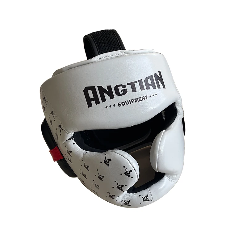 ANGTIAN wholesale leather mma muay thai training head gear professional boxing head guard
