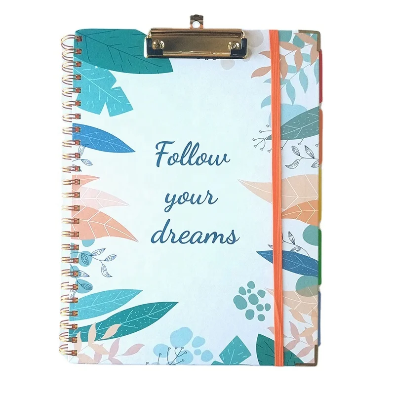 Custom Logo C4  Foldable Clipboard Folio With Storage Pockets Customization Spiral Hardcover Clipboard Folder