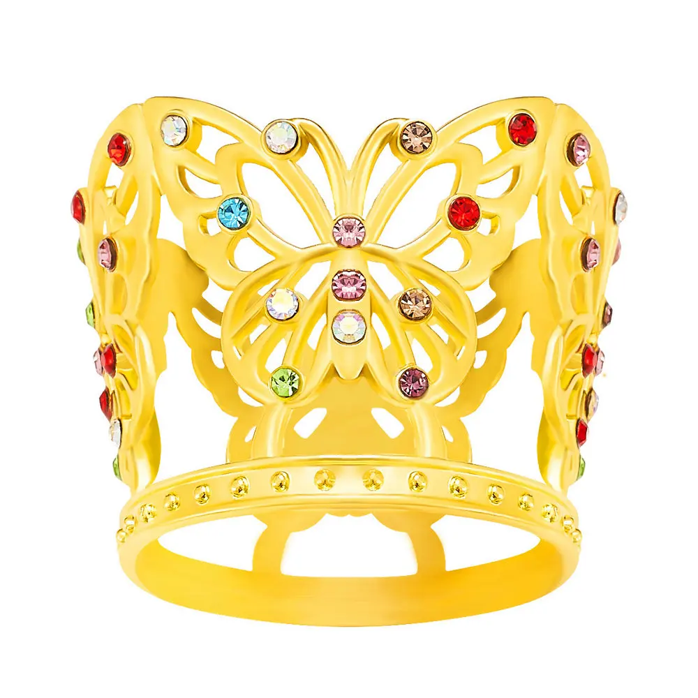 QS New cross-border flower decoration Butterfly Crown beautifully designed Alloy birthday party cake small crown decoration