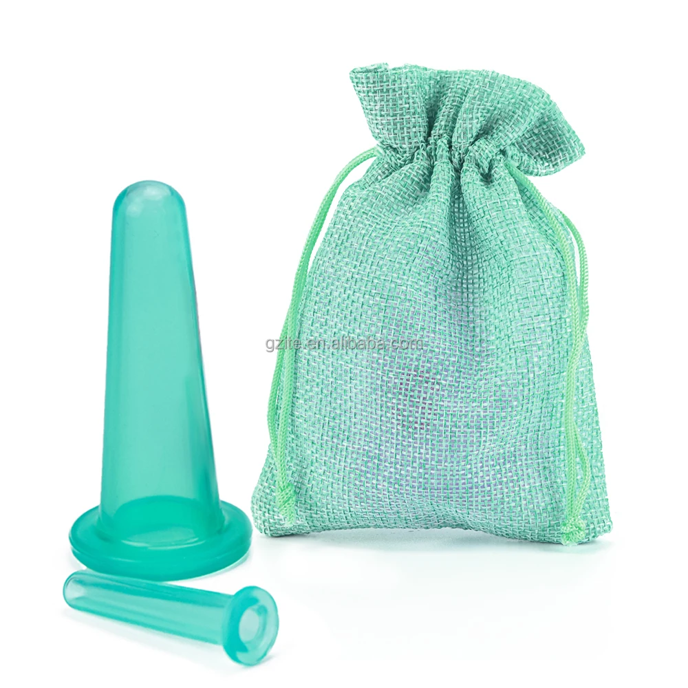 Portable BPA free silicone therapy suction massage cups  medical grade silicone body face massage  cupping set