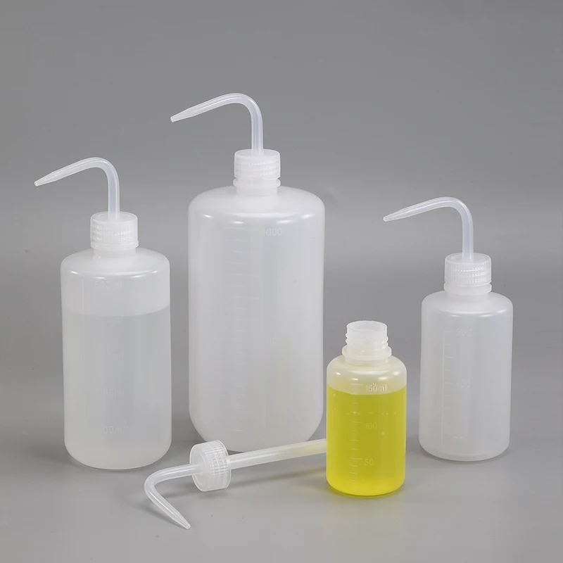 150ml 250ml 500ml 1000ml LDPE Squeeze Elbow Flushing Bottle Plastic Washing Bottle with Tick Mark