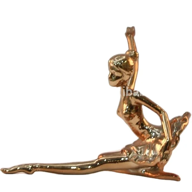 Customized gold color home decoration modern dancing dolls ceramic crafts and gifts