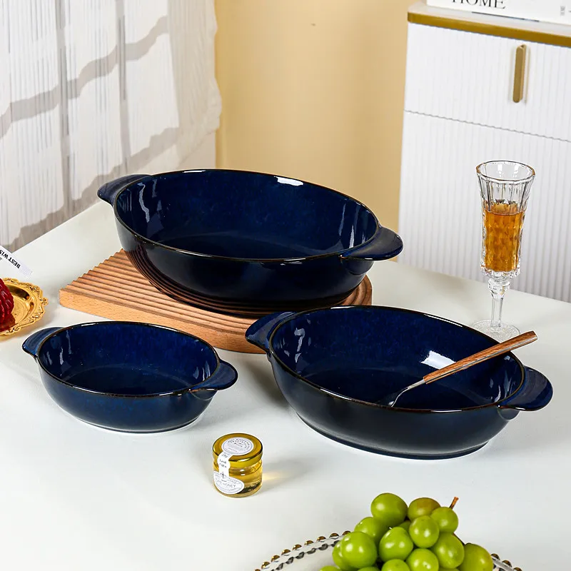 Фарфоровый поднос для выпечки с ручкой