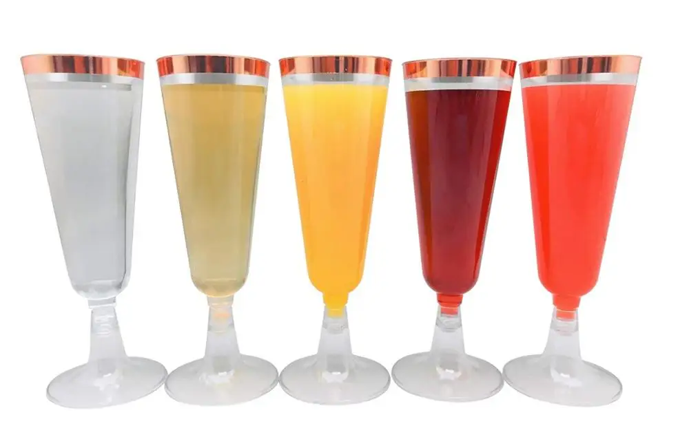 
70 pcs BPA Free Rose Gold Rimmed Plastic Champagne Cups 