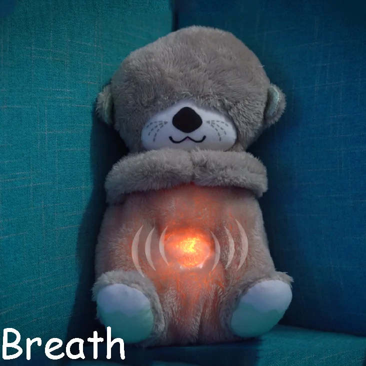 Breathing Bear Lighting Comfortable Soothing Breath Plush Bear Stuffed Animal Toys for Baby Toys 0-12 Months