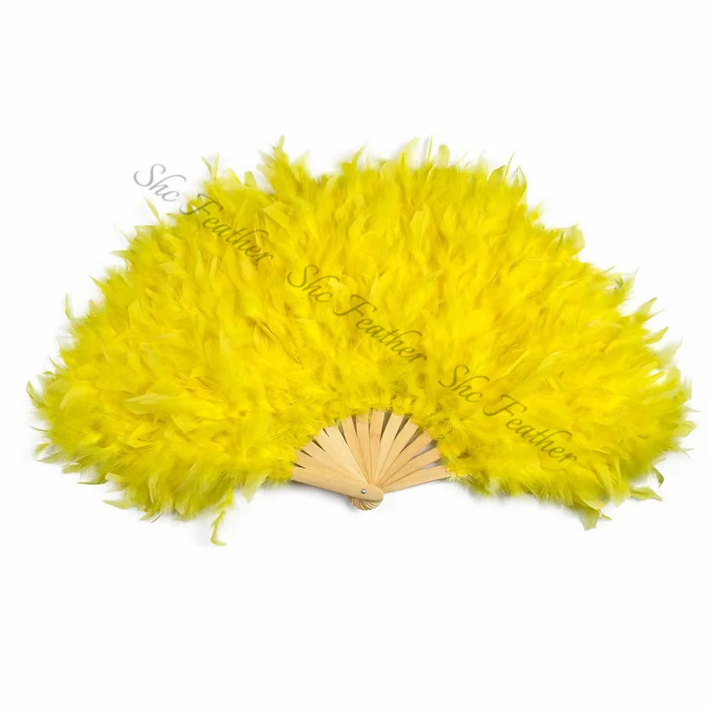 13 Bamboo Staves Bones Turkey Chandelle Feather hand Fans Belly Dance Bar Performance Wedding Props