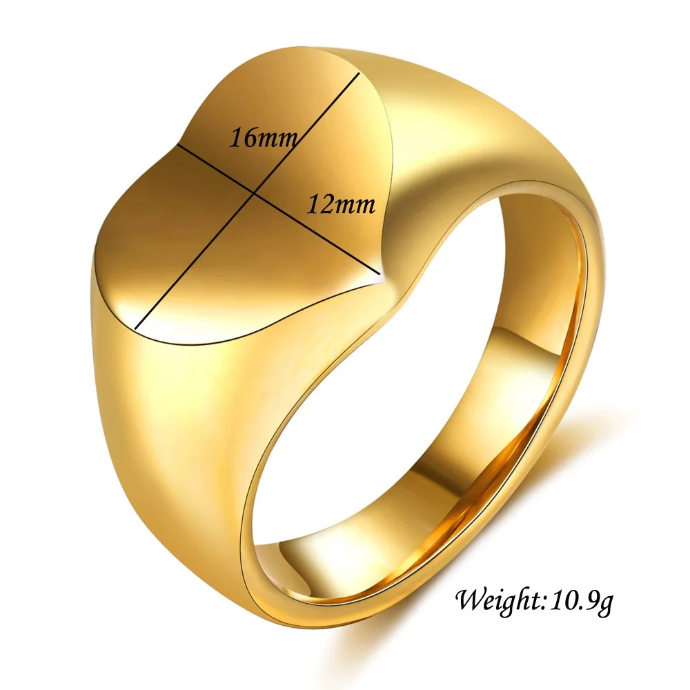
manufacturer 18K gold plated ring jewelry stainless steel Couples wedding Heart Shape gold ring mens women ring wholesale 