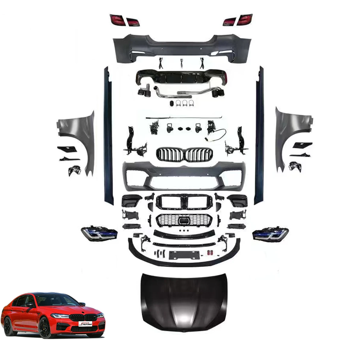 Body Kit For BMW 5 Series F10 2010 2011 2012 2013 2014 2015 2016 2017 Update to M5 M-Power M-Performance Style Bumper with Lamp