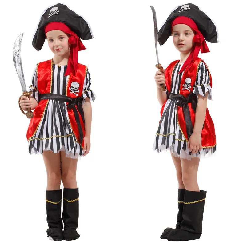 Halloween Girl Child Pirate COS Clothes Pirates of the Caribbean Child Pirate Party Dress Clothes Dress Up