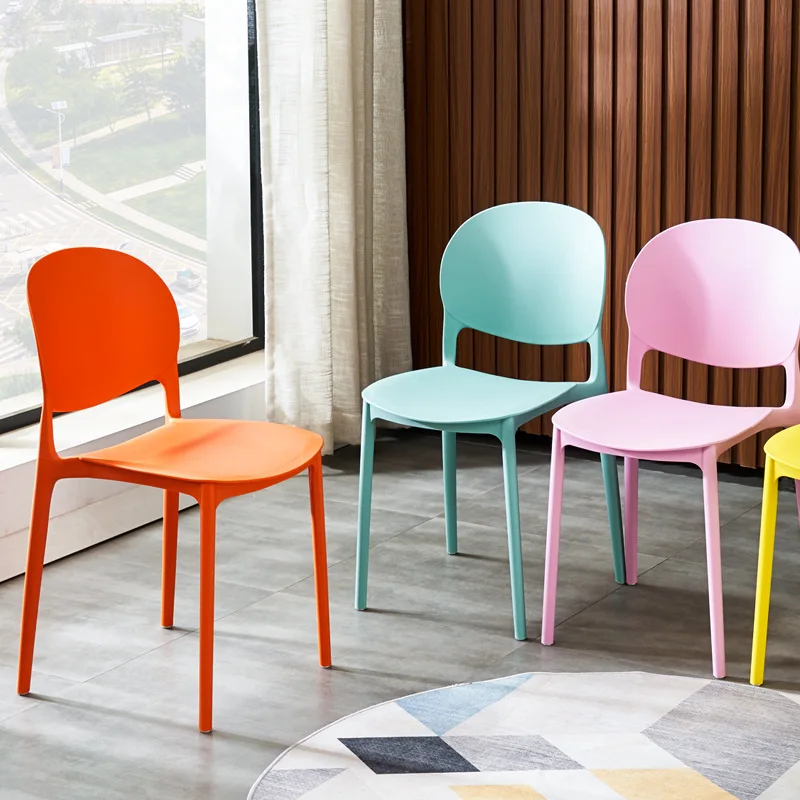 Nordic Plastic Dining Chair With Backrest Computer Desk Chair Pp Cafe Shop Lounge Leisure Chair