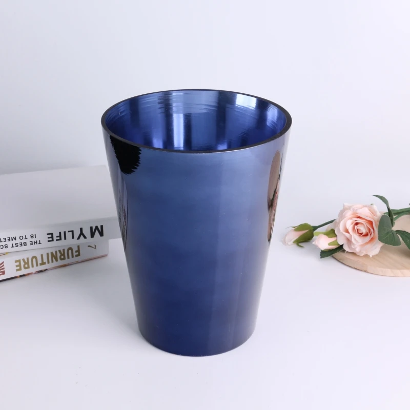 Luxury Custom Iridescent Blue Candle Glass Jar For Candle Making 246oz