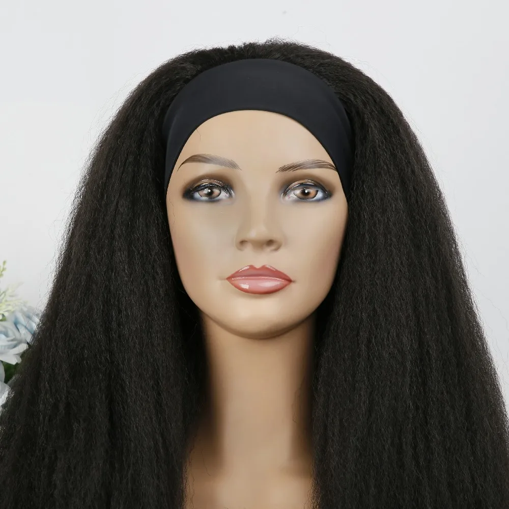 Kinky Curly Wig Headband Wigs 100%High Temperature Fiber Synthetic Hair Kinky Curly Wig  for Black Women