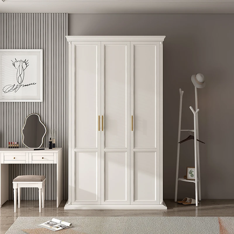 Custom Solid Wood Wardrobe American Rustic Baby Wardrobe Bedroom Furniture Set Almirah Closet Storage Roperos For Hotel Project
