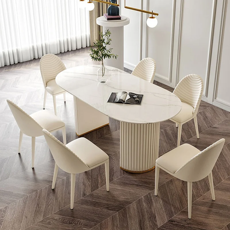 Modern Simple Marble Oval Dining Table Family Small Light Luxury Series Rock Plate Combination