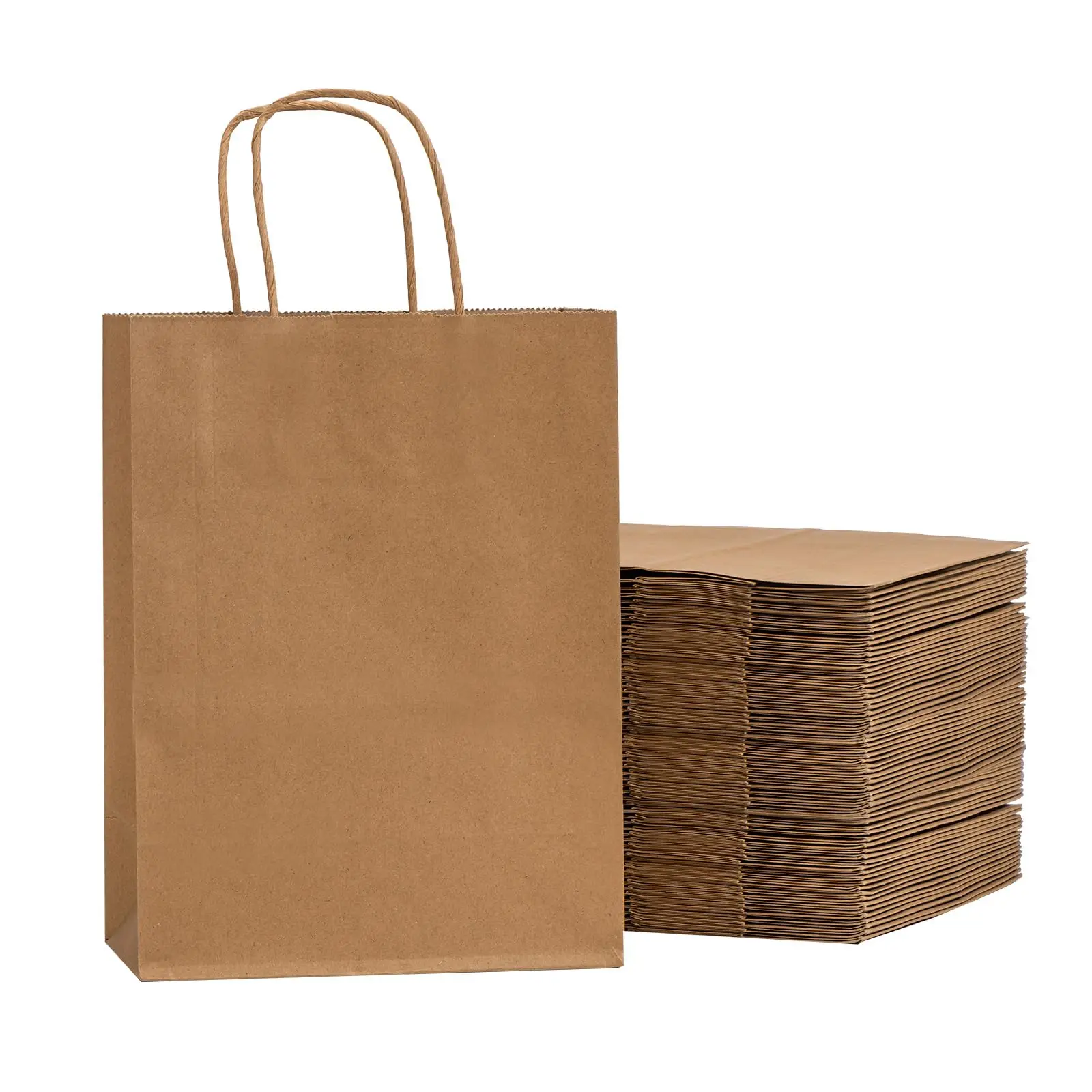 8x4.5x10.8 Inch Customized Size Ecycled Materials Retail Party Bags Brown Paper Bags with Handles Socks Women's Clothing OEM