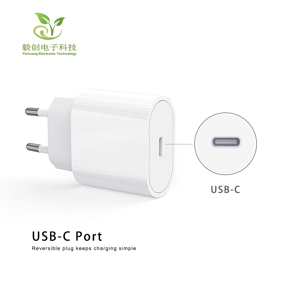 OEM Custom logo Wholesale Fast USB C Charger EU Plug Type C PD 20W Charger For iphone 12 13 pro cell phone chargers