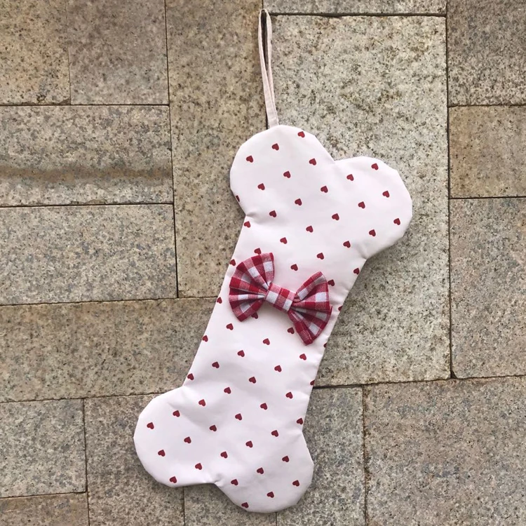 4 Design Hanger Gift Funny Sock Personalized Pet Stocking Custom Bone Christmas Stocking With Bow