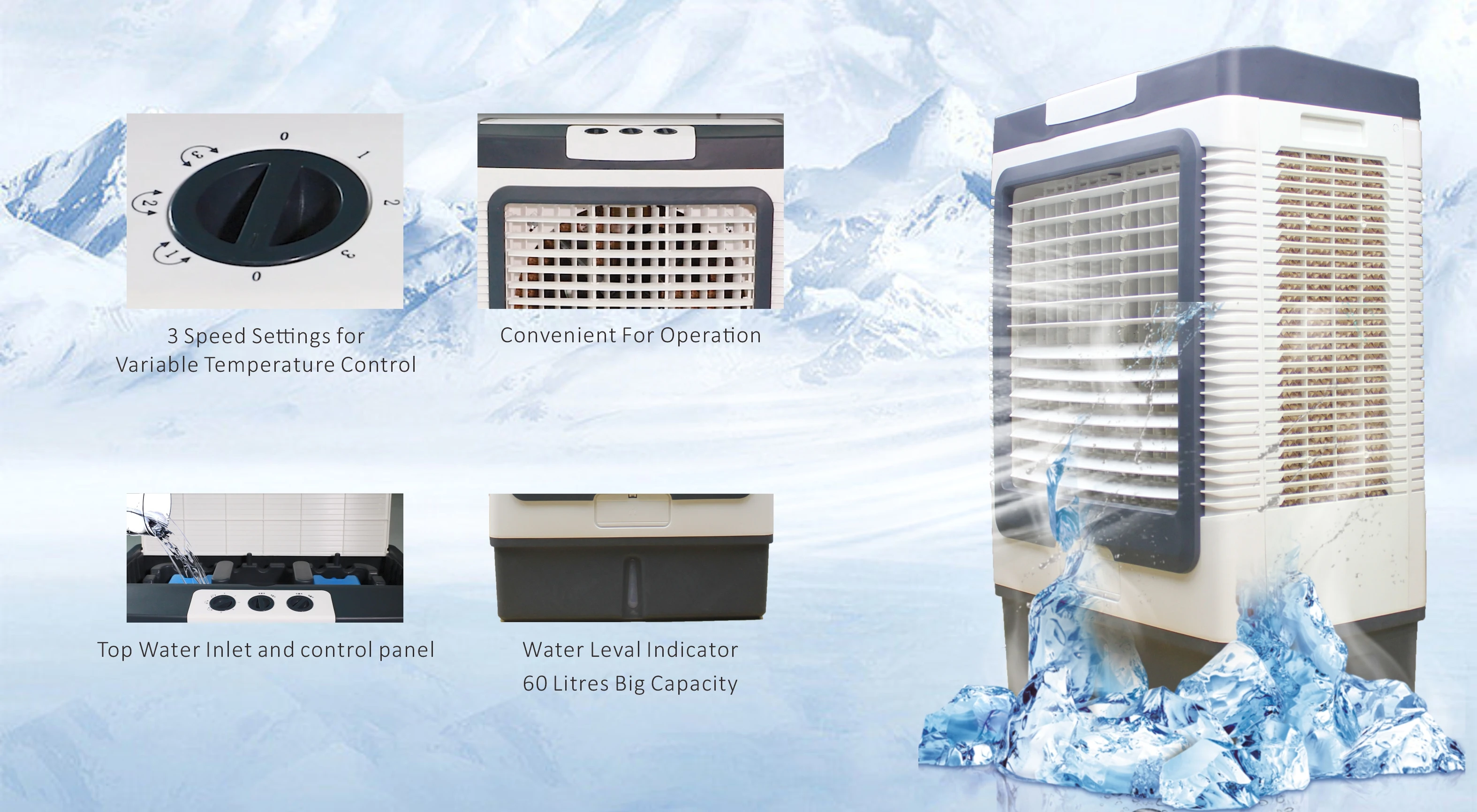 Strong Cool Breeze Air Cooler With 9000 Cubic Meter Air Flow For Large Room Air Cooler