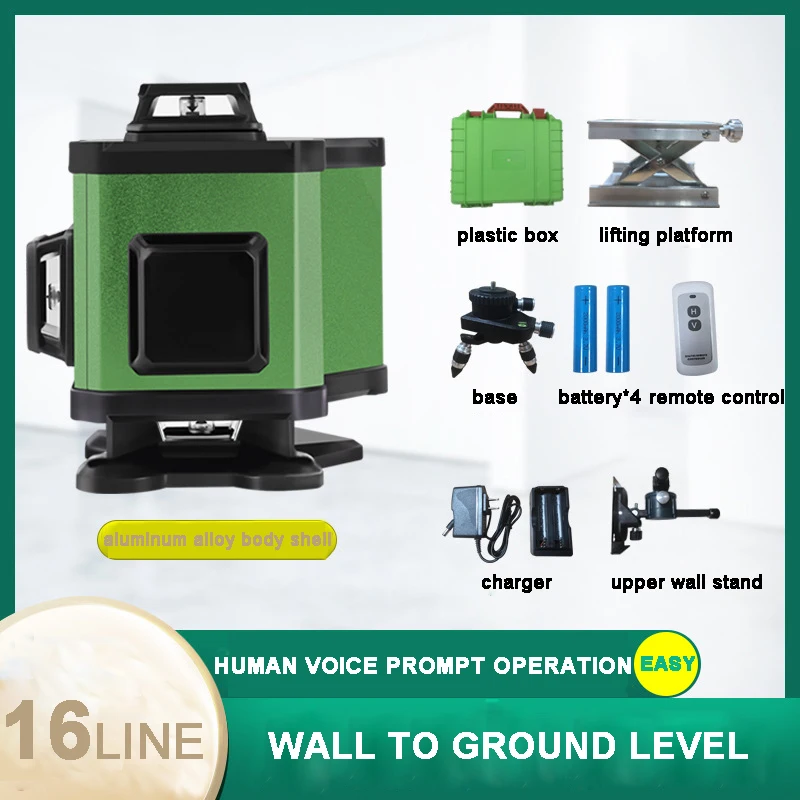 Лидер продаж, электронный автоматический поворотный лазерный уровень на 12/16 линий, лазерный уровень с перекрестными линиями, самонивелирующийся 3D/4D измерительный инструмент на 360 градусов