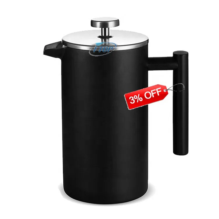 
Double Wall matt black stainless steel coffee french press  (60758465967)