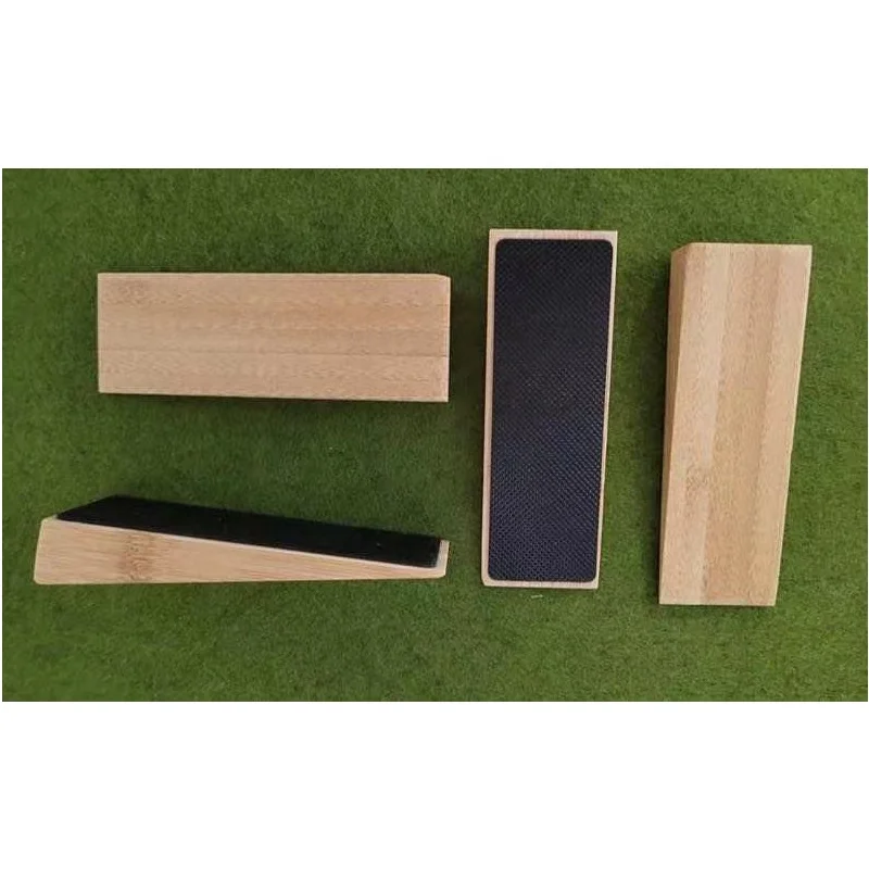 Under door draft stopper Natural Wood Bamboo Triangle Board Door Stopper with Non-Slip Rubber