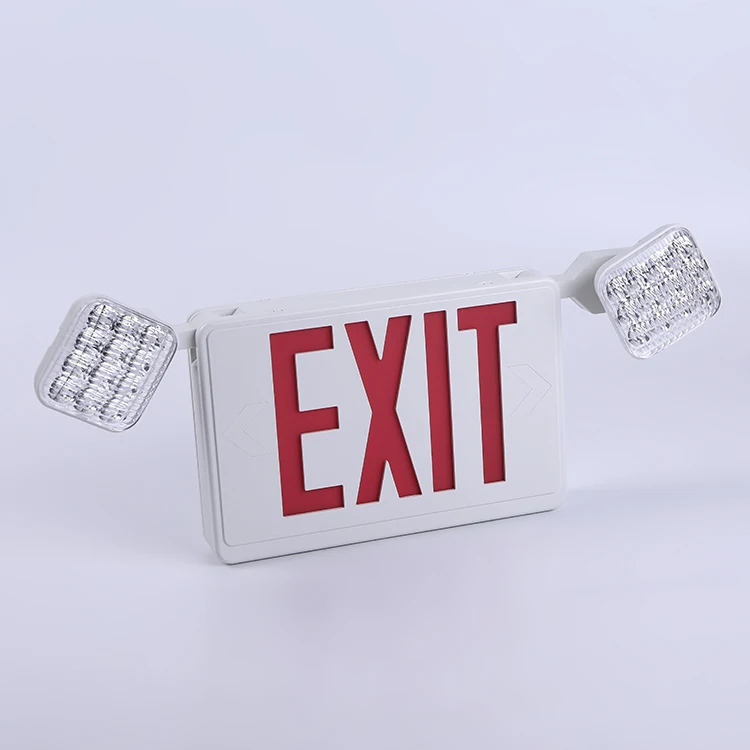 BEST sell model newest battery backup exit sign LED twin heads emergency combo light for commercial electric use