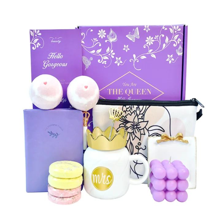 Customized corporate notebook stationery Luxury mug soy wax candle bath value perfume makeup gift sets for women