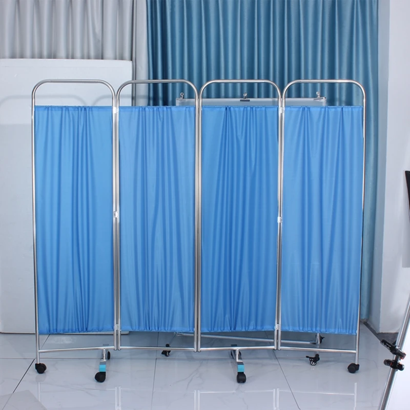 Hospital Mobile Premium Folding Ward Screen 4 Fold Privacy Screens with Wheels