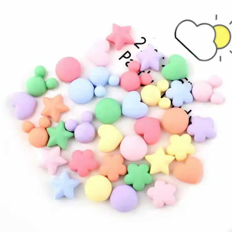 Colorful Resin Sweet Hart and Star Flatback Cabochons Miniature Food for Hair Bow Center Slime DIY