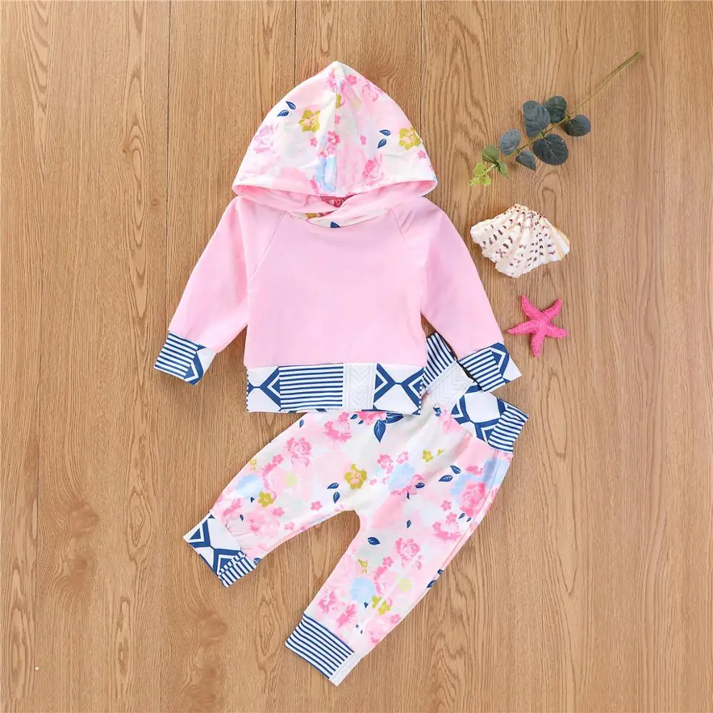 
Brand Name Geometric Hoodie And Floral Pants Shopping Online Clothing Set 