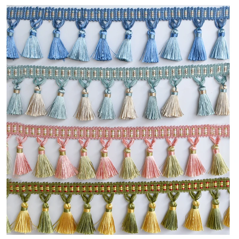 European-style full hanging curtain lace binding High Quality Decorative Fancy Oxford Beads Tassel Curtain Fringe Trims For Home