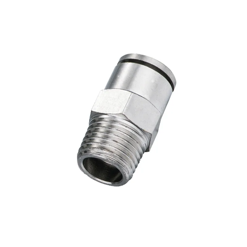 Nickel Plating Pneumatic Brass Pipe Fitting Connector Push Pneumatic Metal Union Straight Fitting