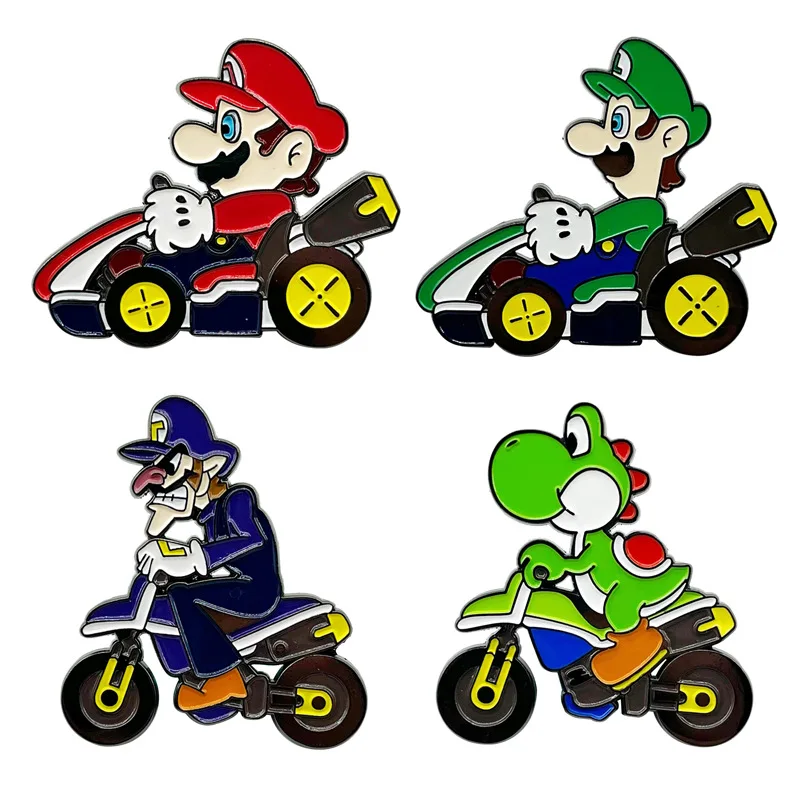 2024 New Anime Mario Metal Badge Luigi Brooch Pin Cute Creative Cartoon Yoshi Pins for Men Children Gift