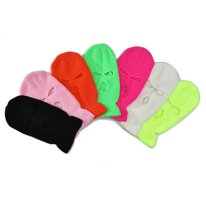 
Wholesale Knitted Windproof Cover 3 Hole Full Face Ski Masks Motorcycle Winter Bandana Cap Custom Fleece Balaclava Face Mask Hat 