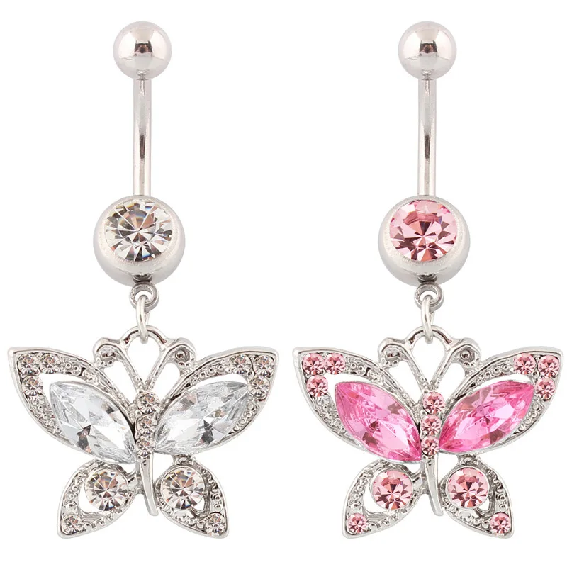 hot sale stainless butterfly Navel surgical steel piercing jewelry Bellybutton ring for women