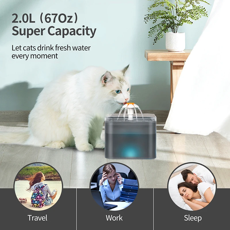 Electric LED Smart Automatic Drinking Water Dispenser Pet Water Feeder Water Fountain for Cats Dogs