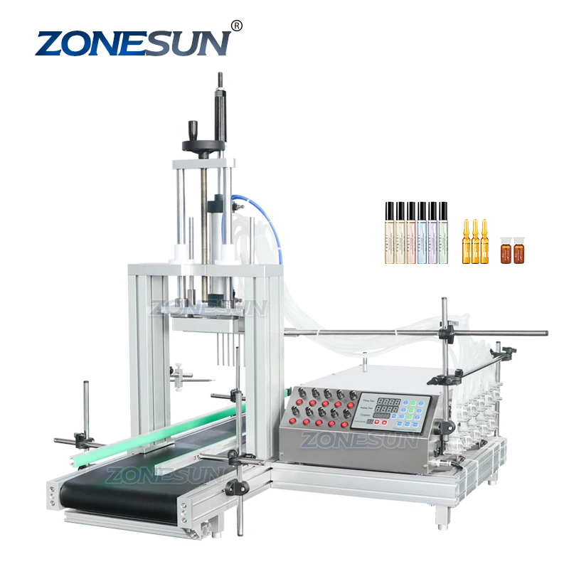 ZONESUN ZS-DTPP10D 10 Diving Nozzles 30ML Automatic Cosmetic Perfume Vial Essential Oil Liquid Small Bottle Filling Machine 10ML
