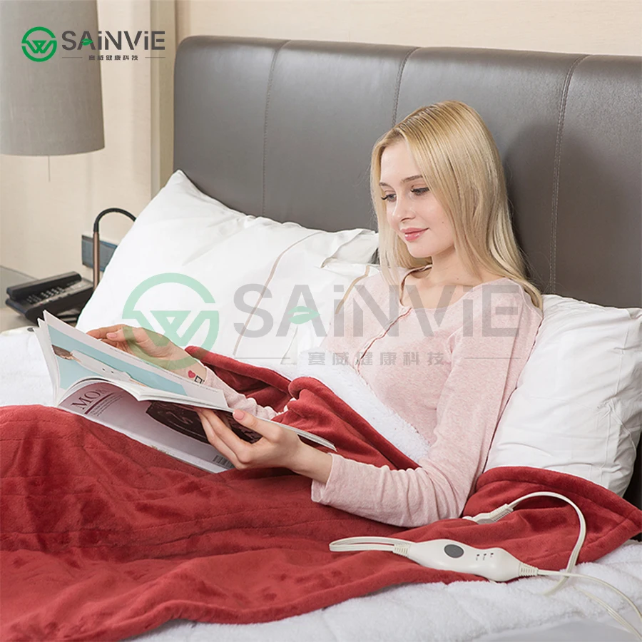 110V ETL approval Flannel fleece Electric heated throw blanket