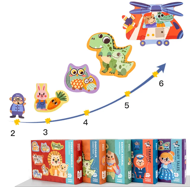 Baby Early Learning Puzzle Large Piece Puzzle 2 3 4 weeks old children paper animal simple puzzle early education toys