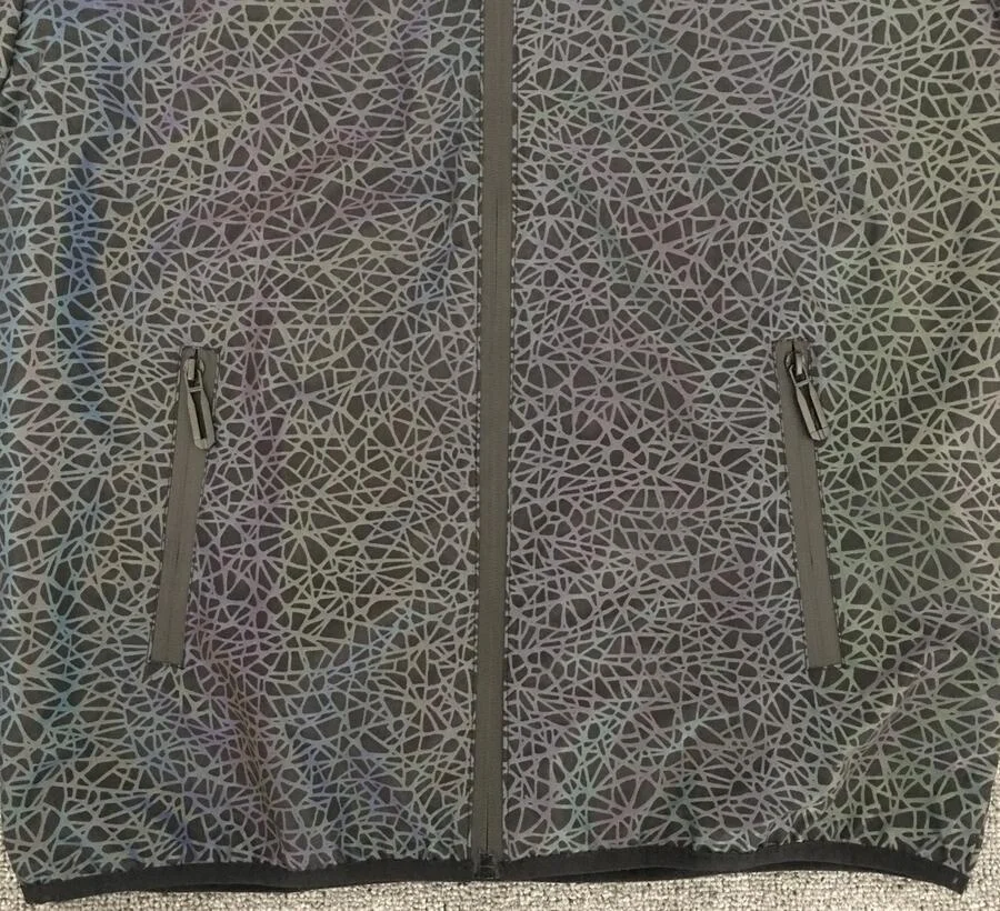 
Custom unisex holographic high visibility reflective jacket waterproof blank street wear windbreaker zipper rainbow reflective 