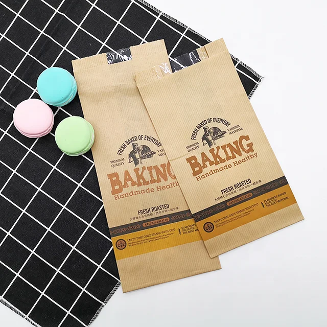 Food Grade Kraft Food Bag Open Window Snack Bag Disposable Bread Bag
