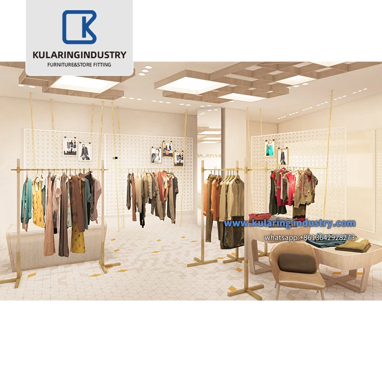 Factory Made Clothing Store Design  Retail Garment Display Racks Customized Women Boutique Clothing Shop Furniture For Ladies