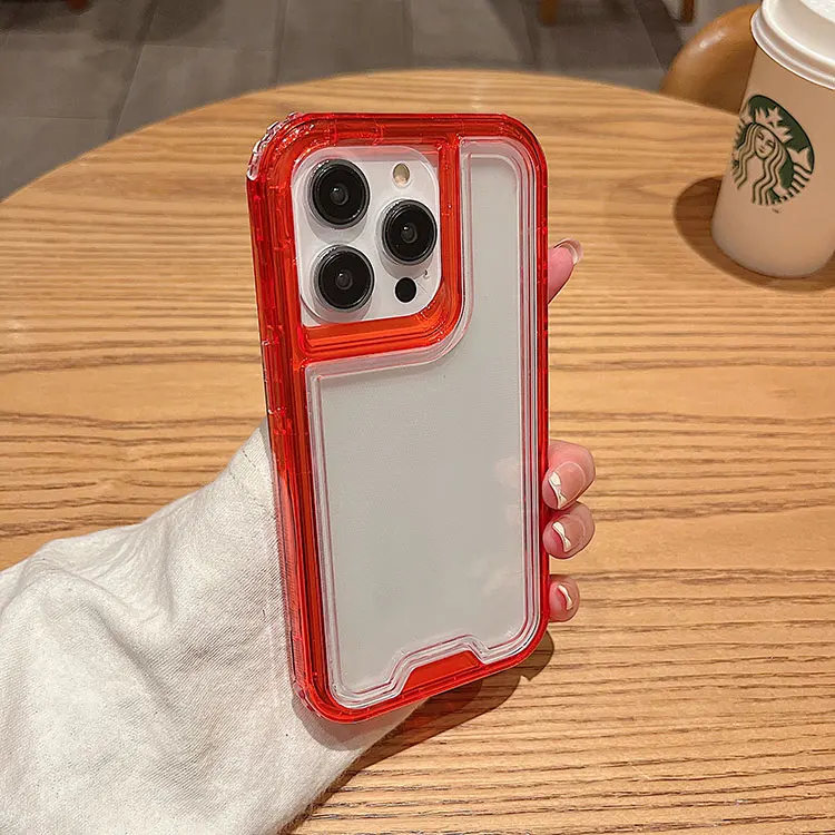 3 In 1Tri Layer Phone Cover for Redmi  Note 12 pro 11 PC TPU Shockproof Protective Clear Neon Yellowing Mobile Back Cover Case