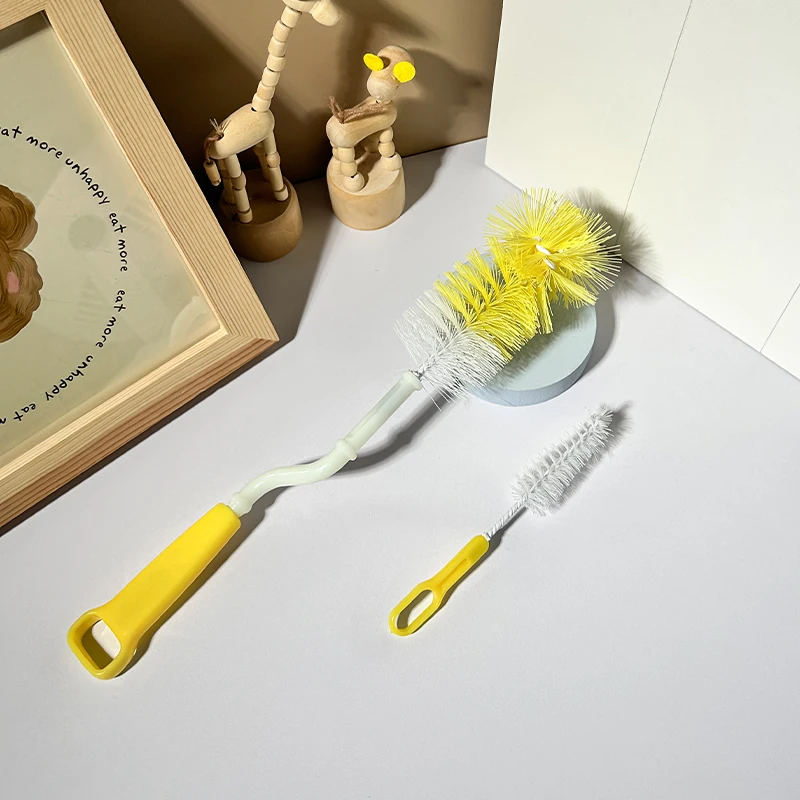 Factory supplier Safe Material 360 Degree Rotatable Handle Baby Bottle Brush Pacifier Brush Set