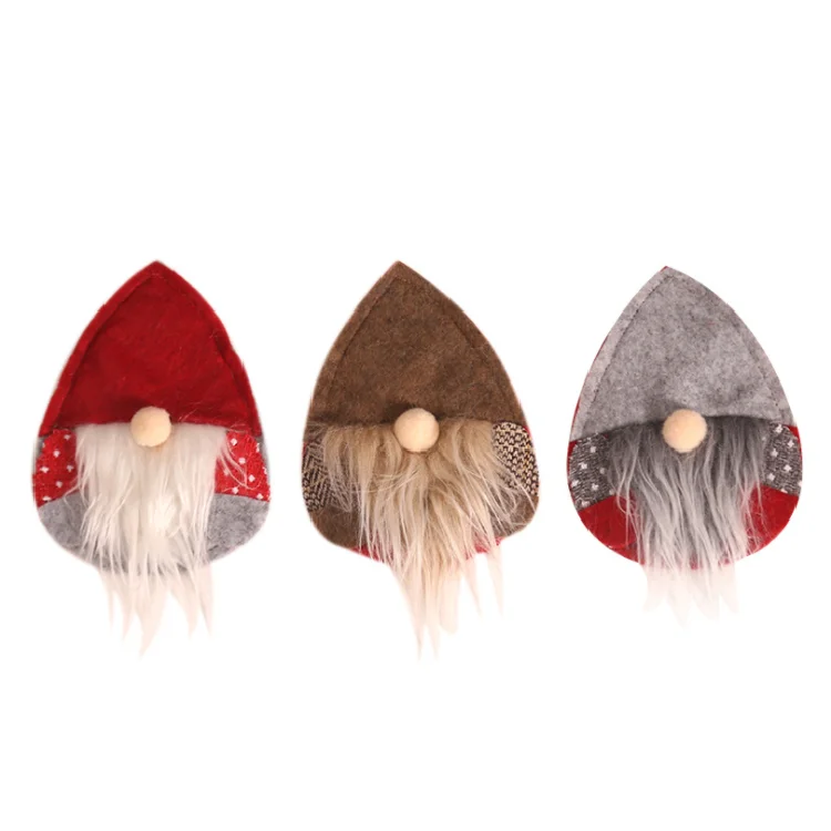 Nordic Style Gnomes Plush Egg Shaped Tableware Suit Christmas Decoration Faceless Design Knife And Fork Protection Bag For Table