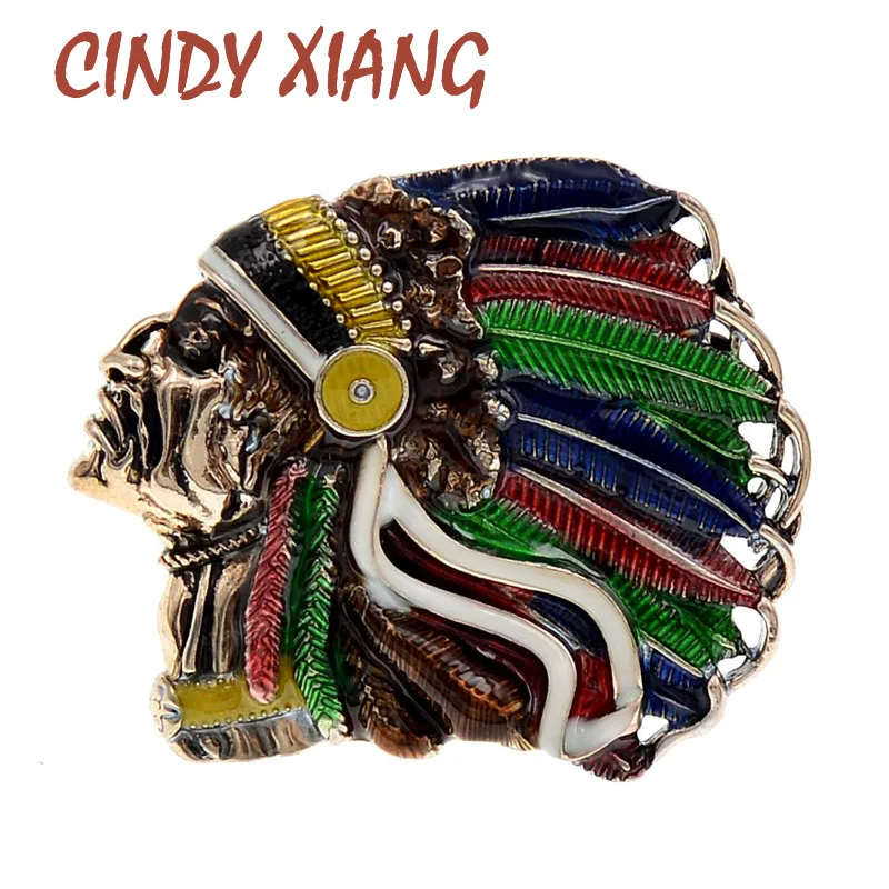 
Indian Chief Head Brooch New Design Vintage Fashion Pin Feather Style High Quality Coat Accessories Multi-color Drop Shipping 