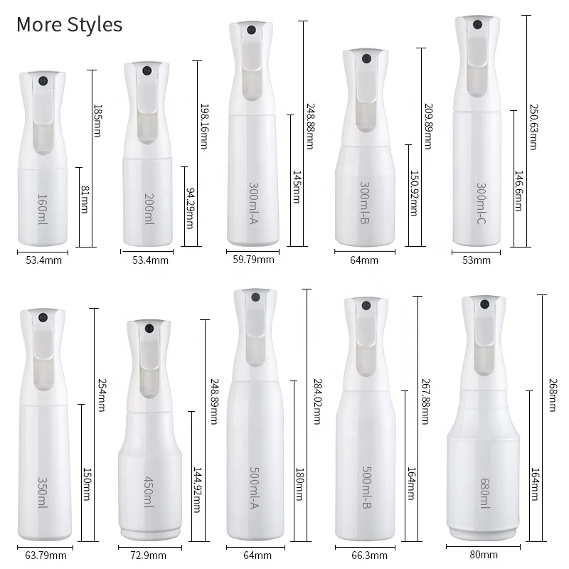 Plastic Misty Trigger Sprayer Bottle 200ml 300ml Water Hair Fine Mist Continuous Spray Bottle